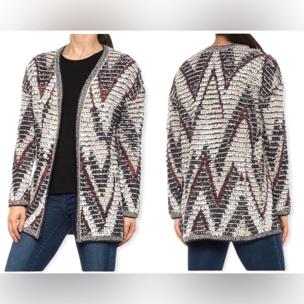 LUCKY BRAND Chevron Southwestern Cardigan Sweater Size Large